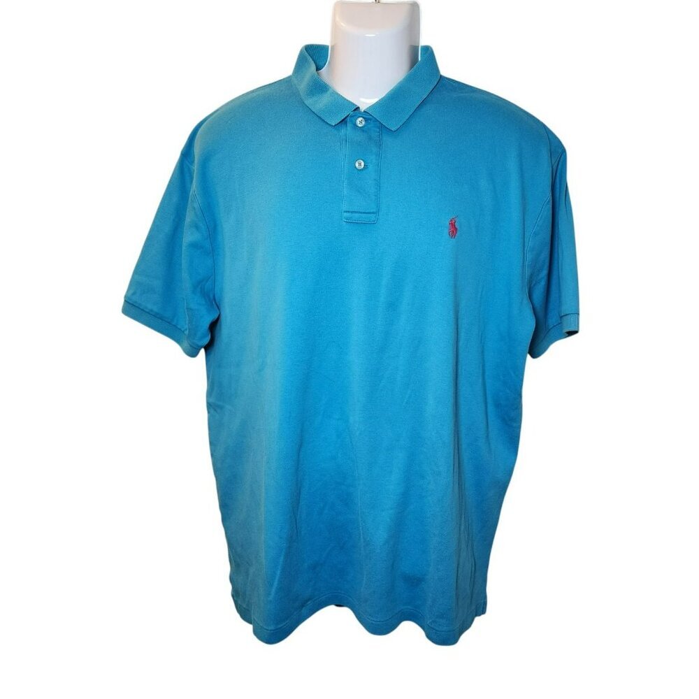 Polo Ralph Lauren Men's XL Blue Cotton Short Sleeve Polo Shirt Classic Fit EUC